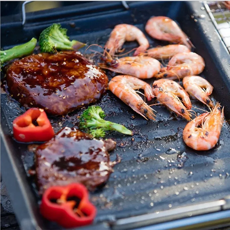 30x25cm BBQ FREING GRILL PLATE KOREAN BBQ FREY PAN NON-Stick Grill Plate Kök Kök Matlagning Lätt att rengöra picknick utomhus grill för koreansk BBQ-stekpanna