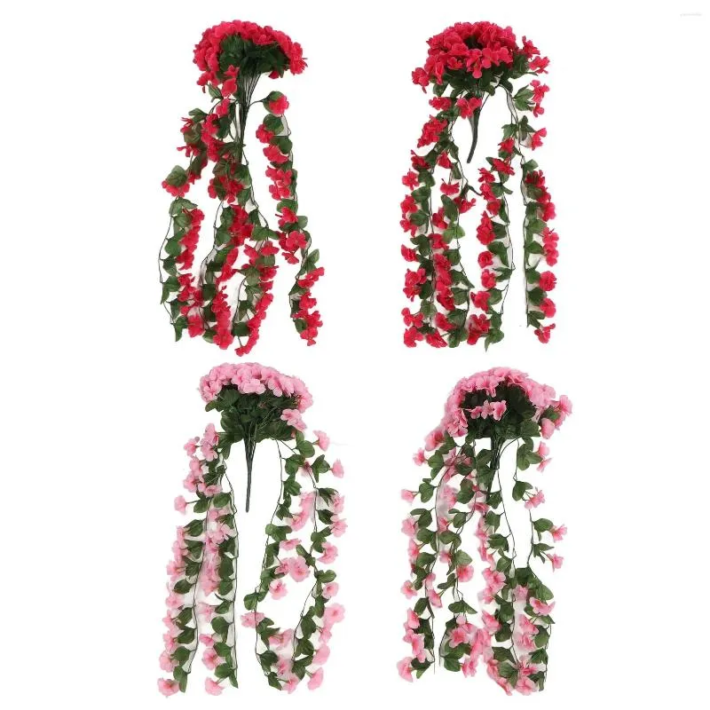 Kwiaty dekoracyjne 2PCS sztuczne fioletowe ozdoby plastikowe wiszące fałszywe symulacja dekoracja roślin do dekoracji ślubu ogrodowego na patio