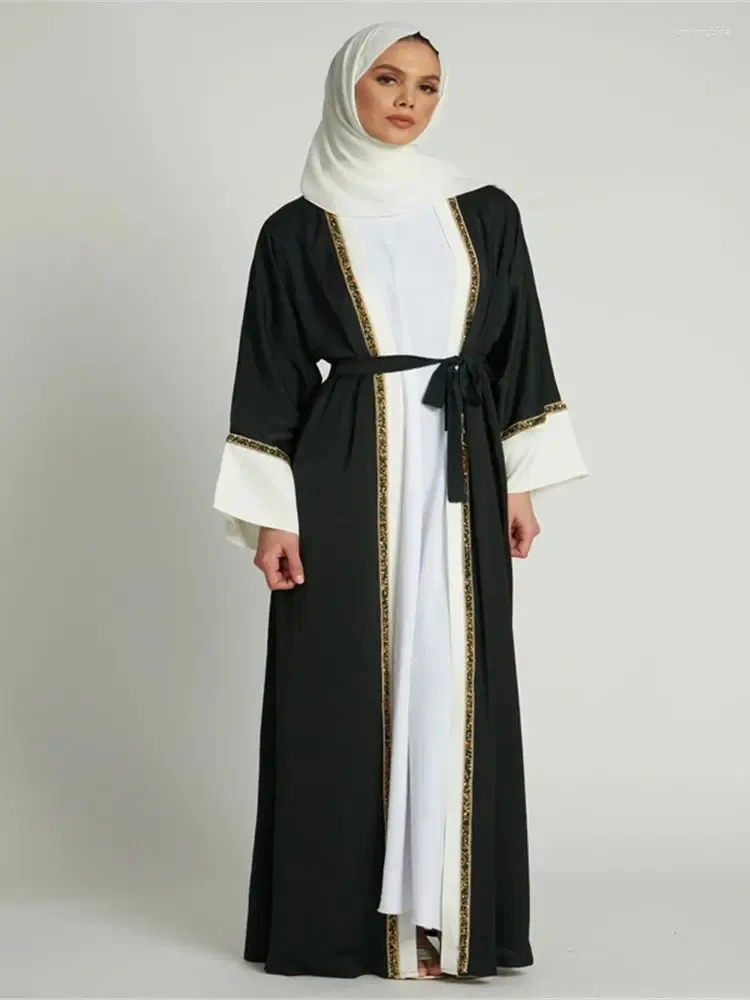 Etnisk klädmode hit färg öppnade muslimska abaya peignoir dubai islamiska abayas bönservice WY957