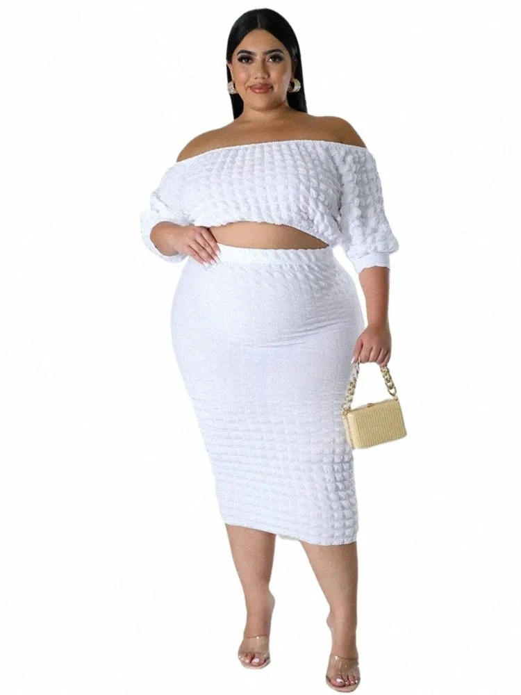 Wmstar Plus Size Dr Sets Damenbekleidung Zweiteiliges Set Crop Office Top Röcke Sommer Neu in Outfits Großhandel Dropship d2xz #