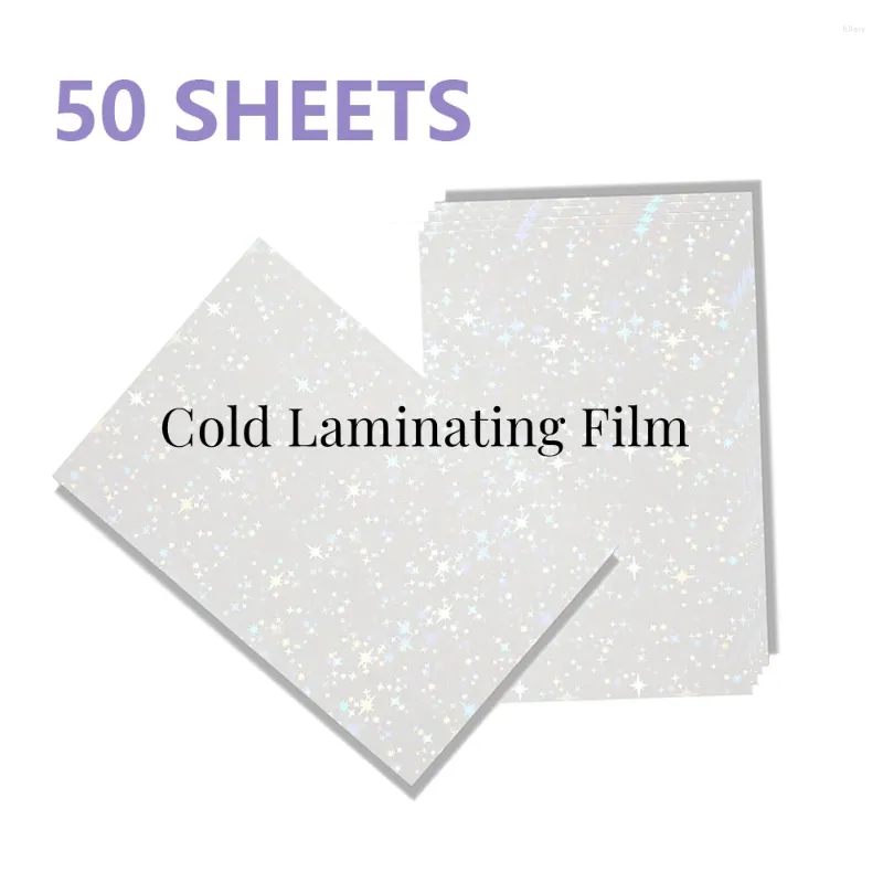 Wrap Prezent A4 50 Arkusze zimne laminowanie Wodoodporna holograficzna folia Holo Stampowanie na papierze klejenie gwiazda łamana szklana klejnot