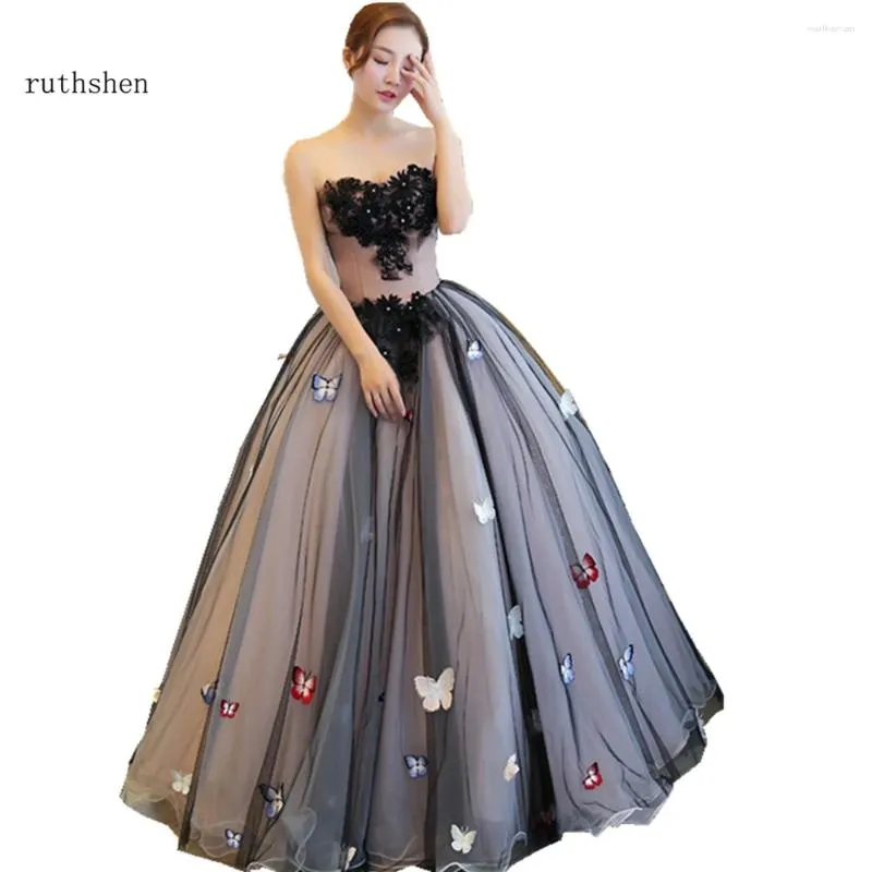Party Dresses Ruthshen 2024 High Quality Women's Black Long Tulle Lace Applique Ball Gown Prom With Beading
