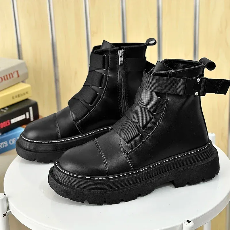 Boots Men Boots Outdoor Fashion High Top Men Chaussures Lace Up Up Black Men Sneakers