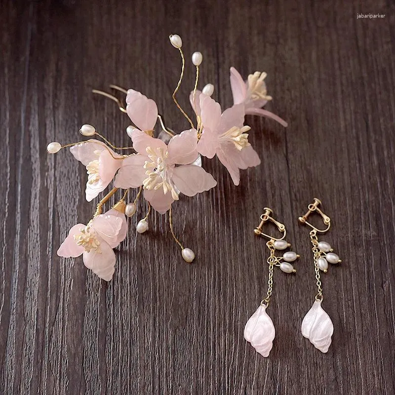 Hair Clips Flower Hairpin Chinese Hanfu Accessories Fairy Girls U-shaped Clip Vintage Wedding TIaras Gifts Exquisite Jewelry