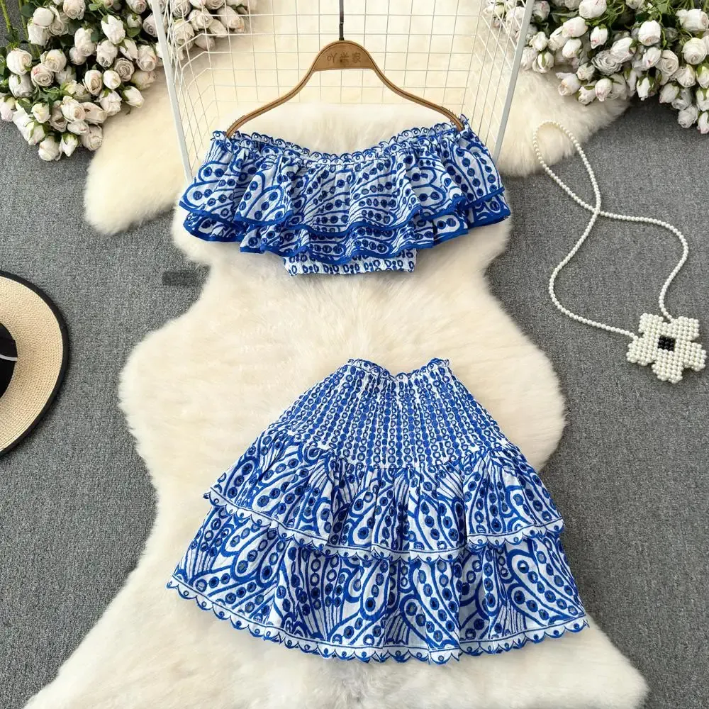two piece holiday dress Two Piece Cute White Square Neck Floral Short Party Dress  FancyVestido