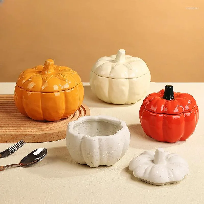 Butelki do przechowywania dynia ceramiczna słoik halloween dekoracja kreatywna Nieregularna świeca kubka z pokrywką do pieczenia miski