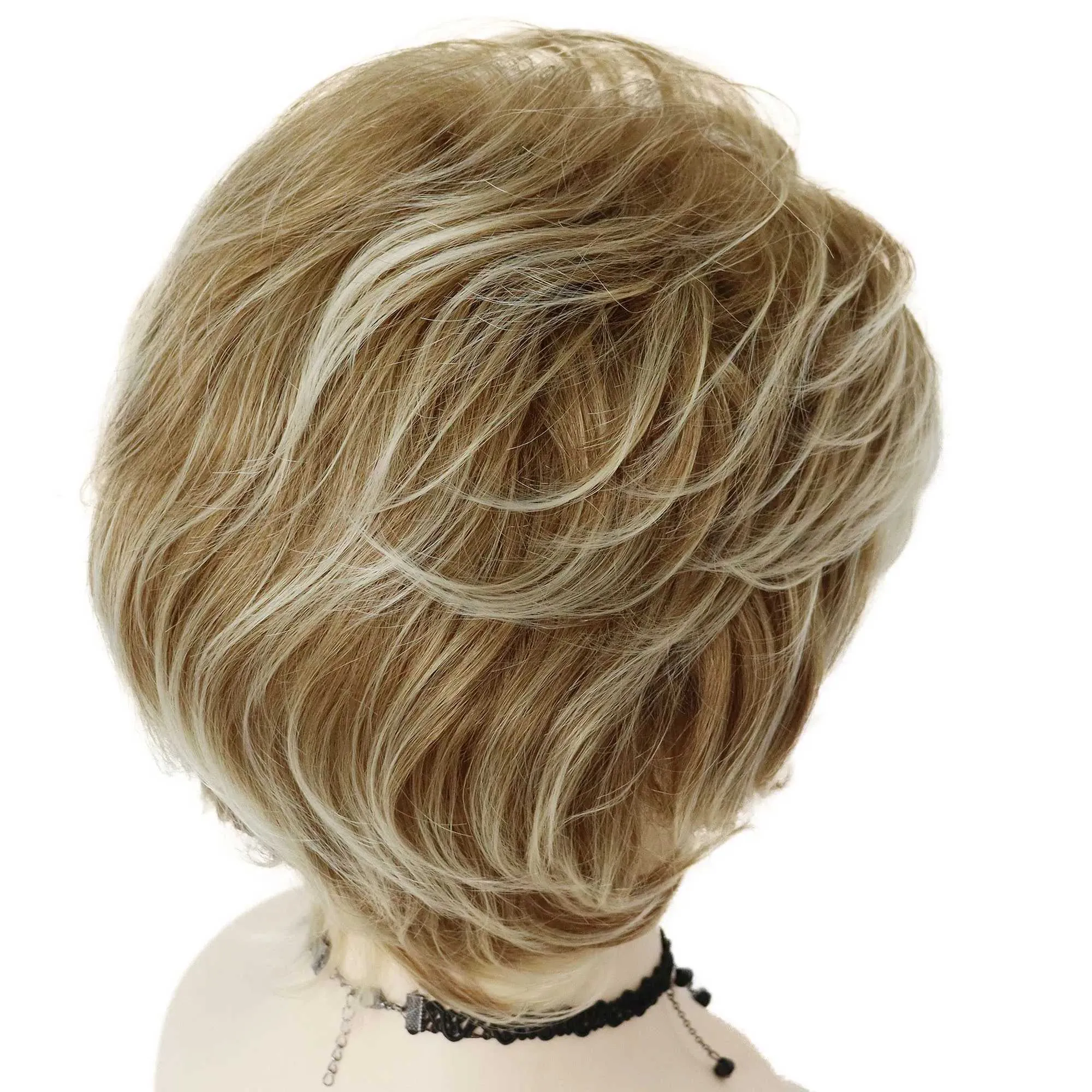 nxy vhair wigs gnimegil synthetic for women brown mix blonde short wig with bangs layered bob mommyコスプレファミリーパーティー毎日240330