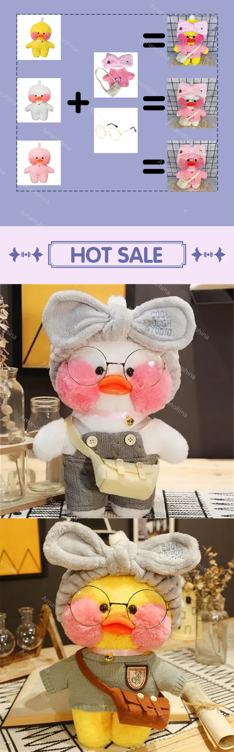 Kawaii Clothes for Lalafanfan Duck 30cm Stuffed Duck Plush Doll Clothes ...