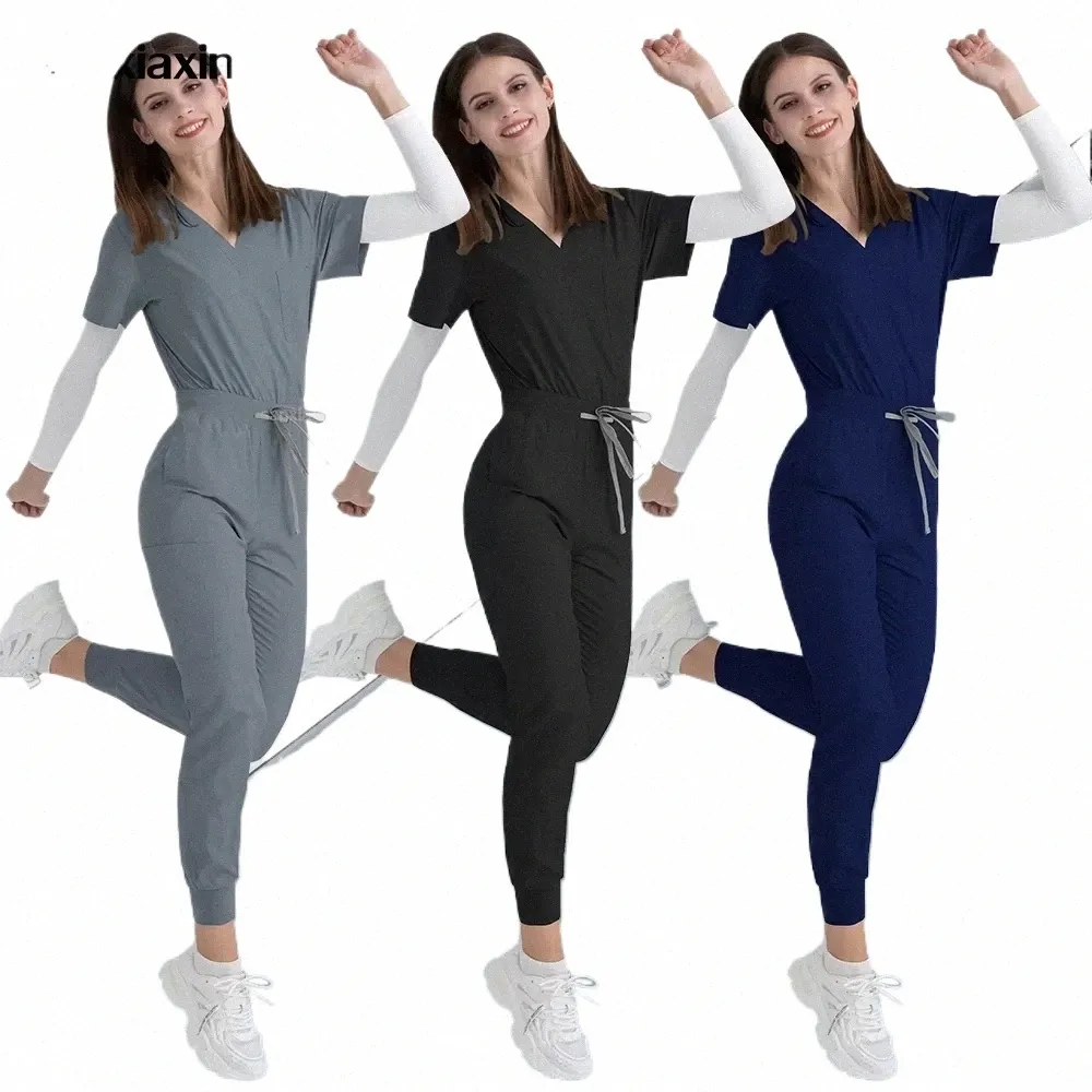 Slim Fit Medical Scrubs Uniforme Femmes Scrub Ensembles Accessoires de soins infirmiers Robes de chirurgie hospitalière Clinique dentaire Beauté Sal Workwear h5Zg #