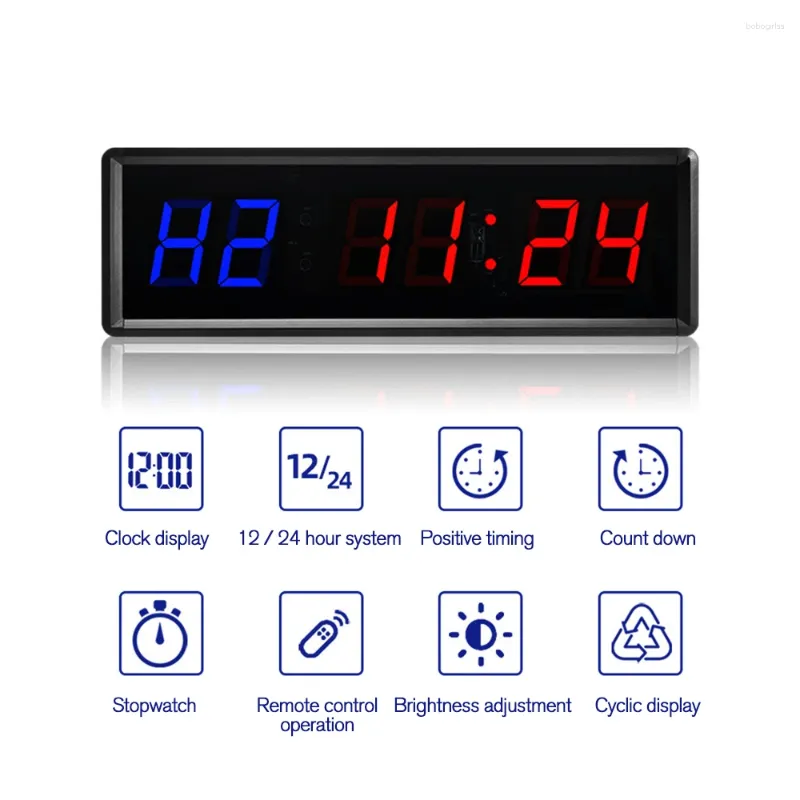 Tafelklokken 1,5 inch Gym Timer LED Intervaltraining Tijd en rust Alternatieve countdown telt als stopwatch