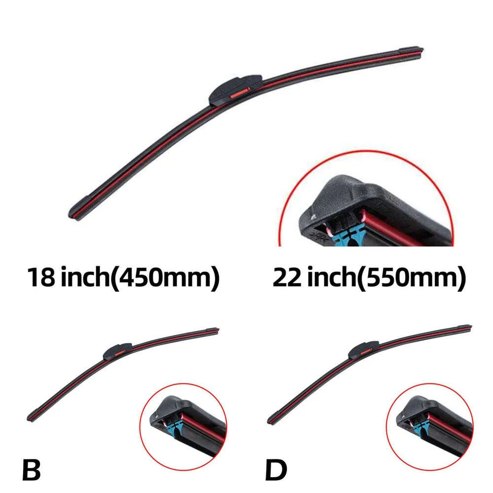 Uppgradera Universal Car Wiper Blades Frameless Bracketless Car Double Accessories Wipers Strip Windshield gummi mjuk vindskärm A0W2