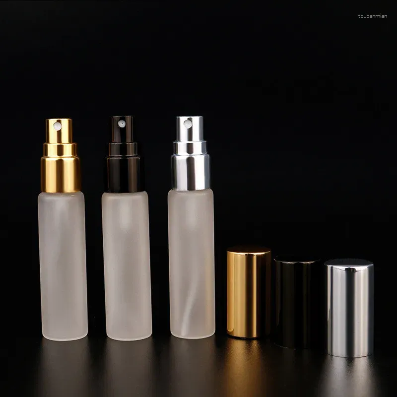 Garrafas de armazenamento 20pcs 5ml 10ml 15ml frasco de perfume de vidro fosco com spray de metal vazio atomizador cosmético frascos recarregáveis