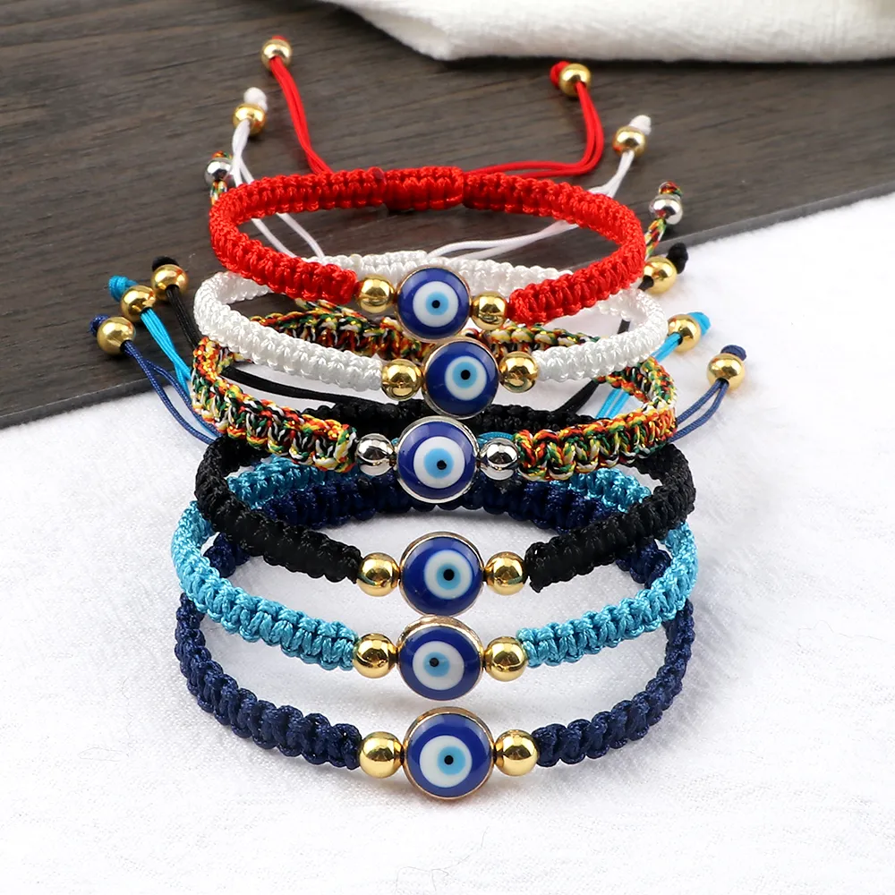 Evil Eye Red Black String Bracelets Handmade Couple Prayer