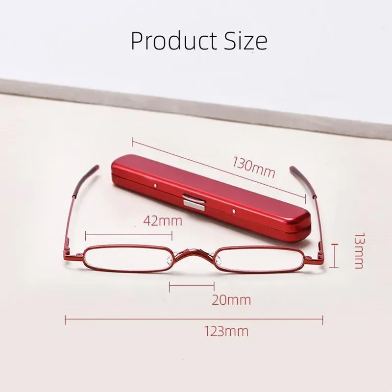 Slim Mini Metal Foldable Reading Glasses With Pen Tube Case And Diopter Unisex From Ddmylucky 9.06 DHgate.Com