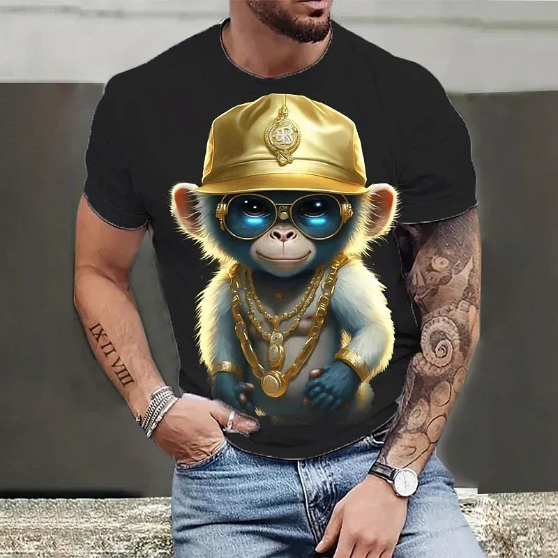 DHgate.com:Monkey Print O-Neck Mens T-Shirt | Summer Casual