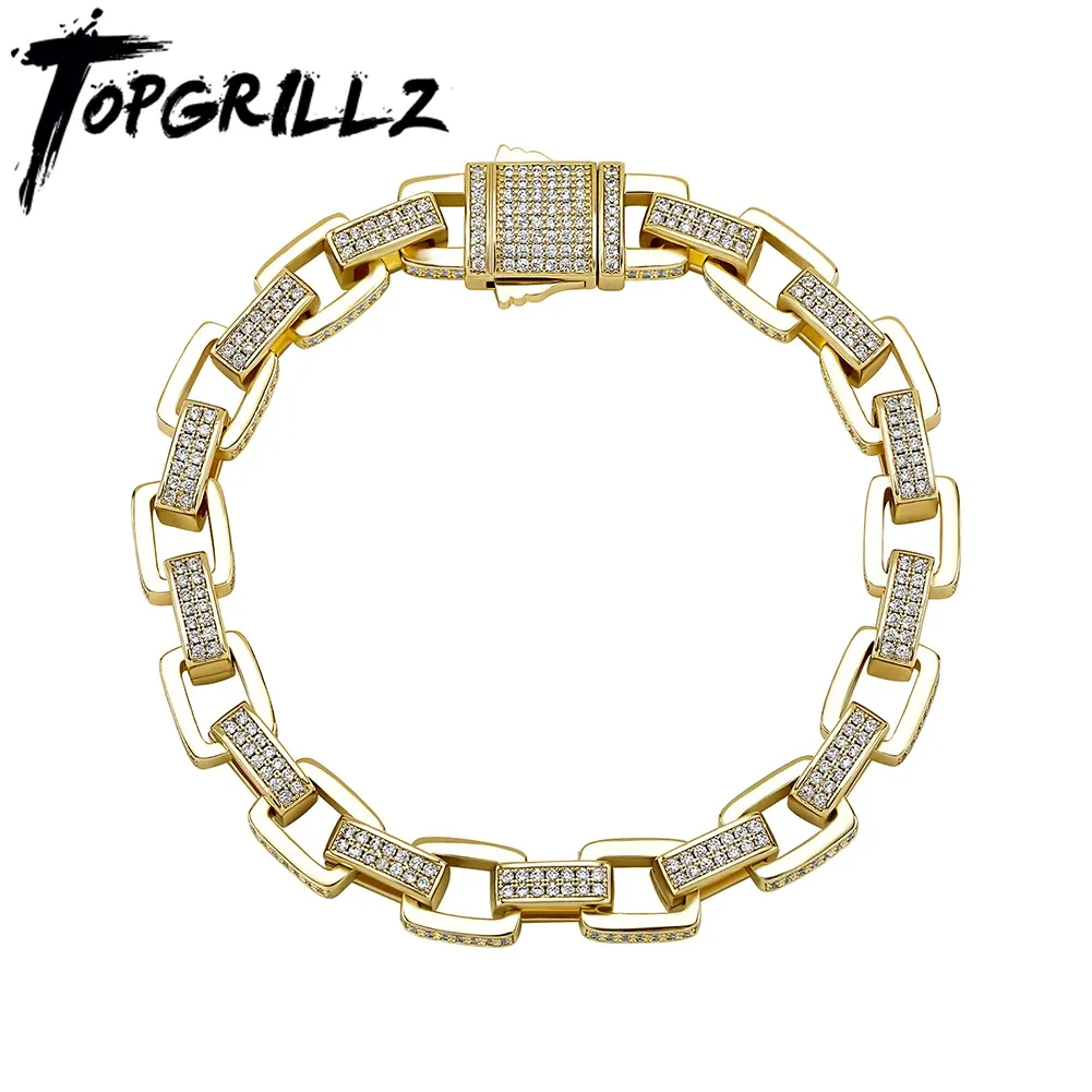 Bracelets TOPGRILLZ 8mm Ice Box Link Chain Bracelet Full Micro Pave Cubic Zirconia Bracelet For Women/Men Hip Hop Punk Jewelry Party Gift