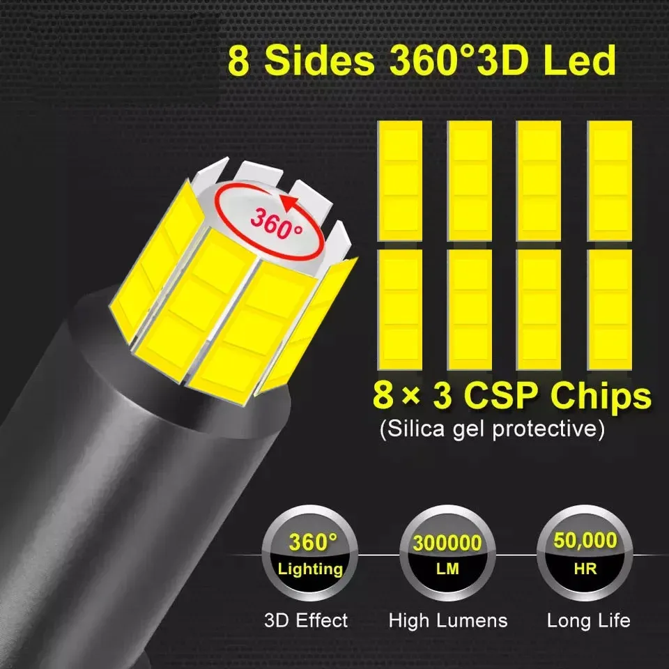 LED Headlight HB3 Canbus 360° Projector Lens: 560W, 300000LM Turbo Bi ...