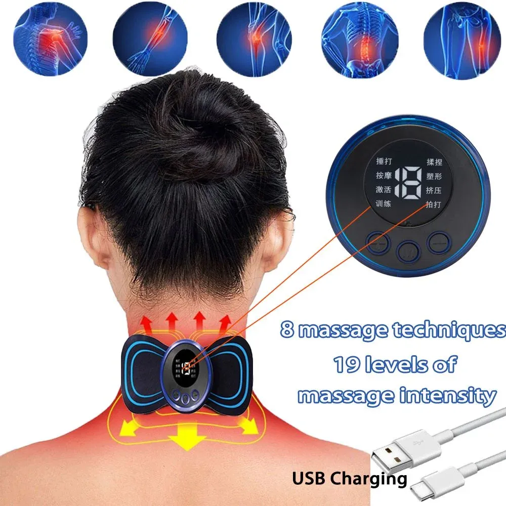 8 modos 19 engrenagens Massageador de pulso elétrico Massageador cervical da dor muscular de alívio da ferramenta de ombro Mini massagem Relax Relax Cushion