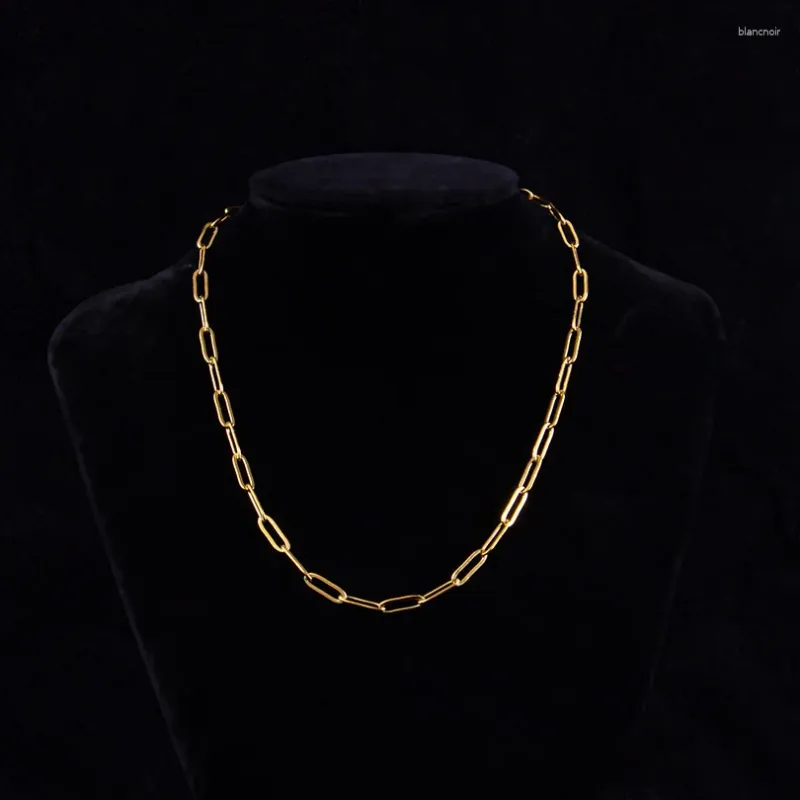 Chaînes 1pc minimaliste carré en acier inoxydable trombone chaîne collier allongé rectangle lien collier pour femmes cadeaux