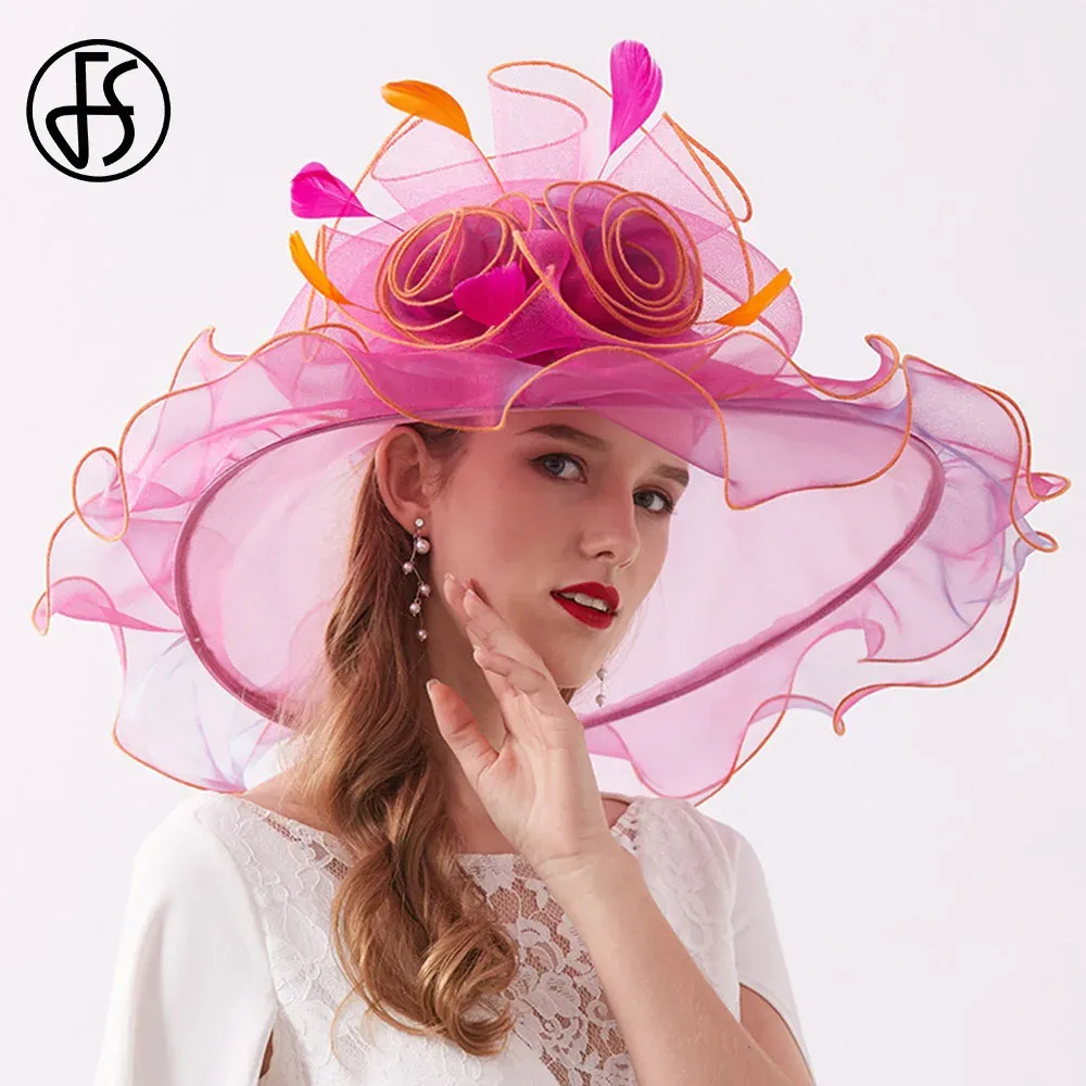 Red Womens Sheer Organza Wide Brim Hat With Ribbon Accent Elegant Style Apatico - Gothic Millinery - Delia Hat - Red Ribbon Ties  main image 4