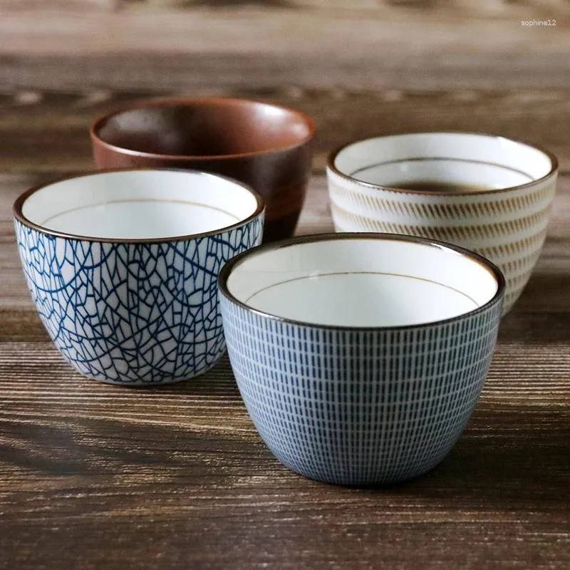Ensembles de service à thé, ensemble de 4 pièces, tasses à thé de Style japonais, eau en céramique, Design à rayures créatives, outil Kungfu 150ml