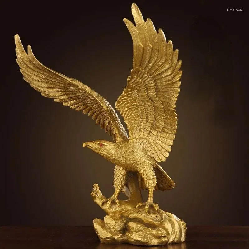 Estatuetas decorativas de cobre vintage, grande exposição, ornamento de águia, fengshui, asas abertas para escritório, sala de estar, decoração de casa, artesanato