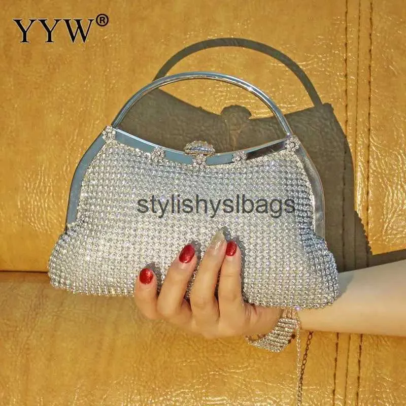 Totes Zilveren Strass Bruiloft Clutch Handtas Voor Vrouwen Gouden Metalen Handtassen Koppelingen Vrouwelijke 2019 Luxe banket Tas Kristallen portemonnee H240330