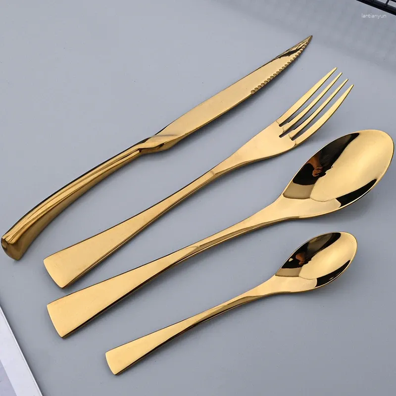 Flatware Sets Zoseil 24 Pieces Cutlery Stainless Steel Steak Tableware Set 18/10 Mirror Of Utensils Knives Forks Spoons Teaspoons