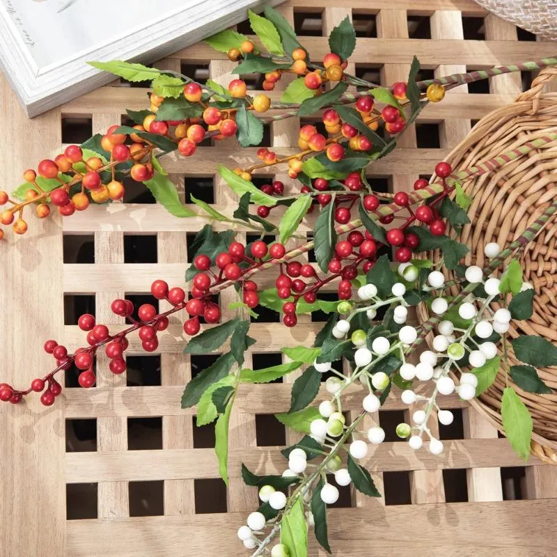 Decorative Flowers 1Pc 70cm Christmas Berry Branch Foam Artificial DIY Wedding Party Flower Arrangement Home Decoration Fake Berries Crafts