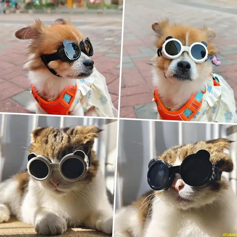 Hundkläder solglasögon för små hundar Katter Valpglasögon Ögonskydd Vindtät dammtät anti-UV med justerbara remmar