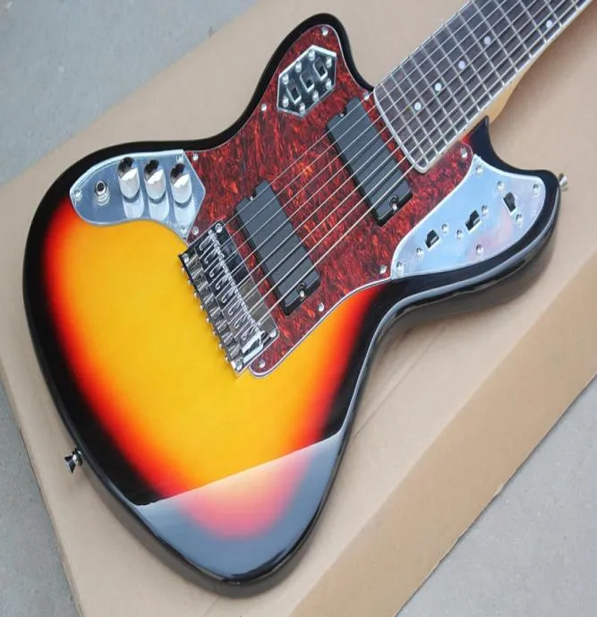Fabryka niestandardowa lewa ręczna gitara elektryczna Tobacco Sunburst z 8 sznurkami żółwia PickguardRosewood FretboardCan Be Custom7152046