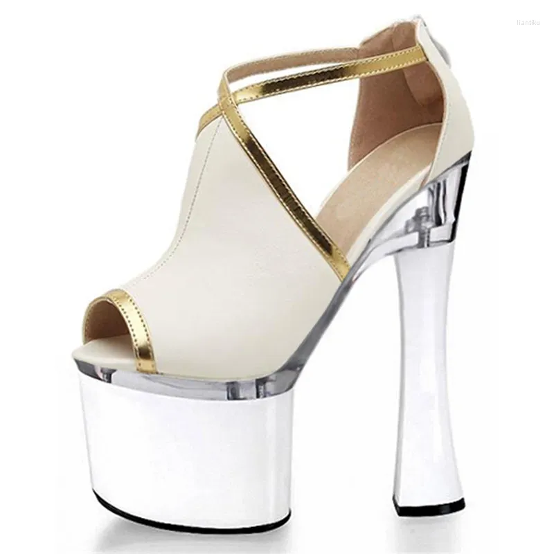 Dance Shoes Summer Fashion High Heels Metal Trim Thin Heel Peep-toe Sandals 18 Cm Root Stage