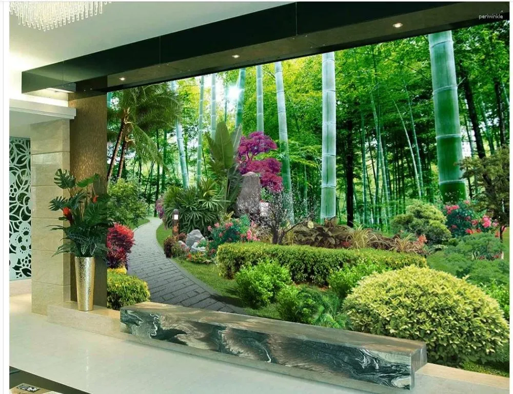 Обои 3D обои ТВ фон гостиная диван фон фреска бамбуковый сад