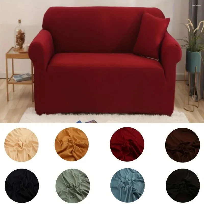 Chair Covers 1pc Solid Color Sofa Slipcover Non-slip Elastic Cover Couch Four Seasons Furniture Protector With One Pillowcase