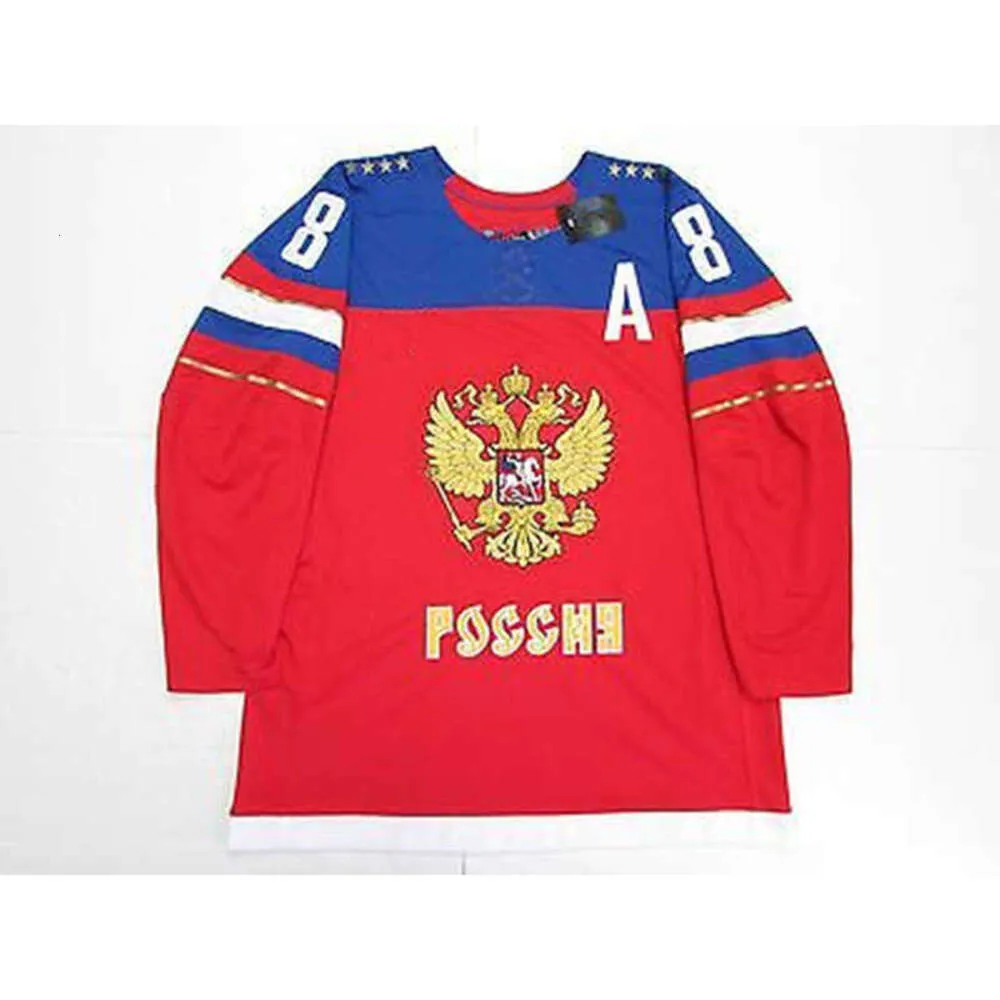 24s 8 Alex Ovechkin Russian National Hockey Jersey Mens broderi Stitched Anpassa valfritt nummer och namntröjor