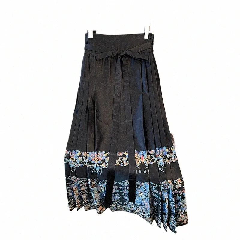 Плюс размеры женские юбки свободные осенние зимние китайские конные юбка для лица высокая талия с принтом от печати Frs Lady Skirts KT123 606J##