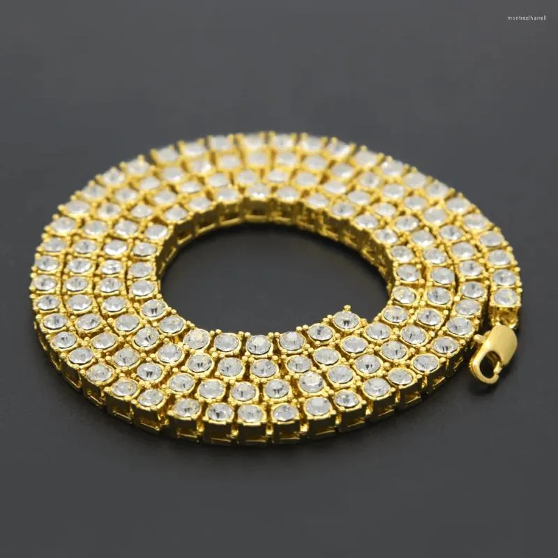 Termistler 5.5mm hip hop moda altın bling 1 sıra rhinestone taş kolyeler erkekler için lüks kadınlar kadın tenis zincirleri mücevher hediyeleri