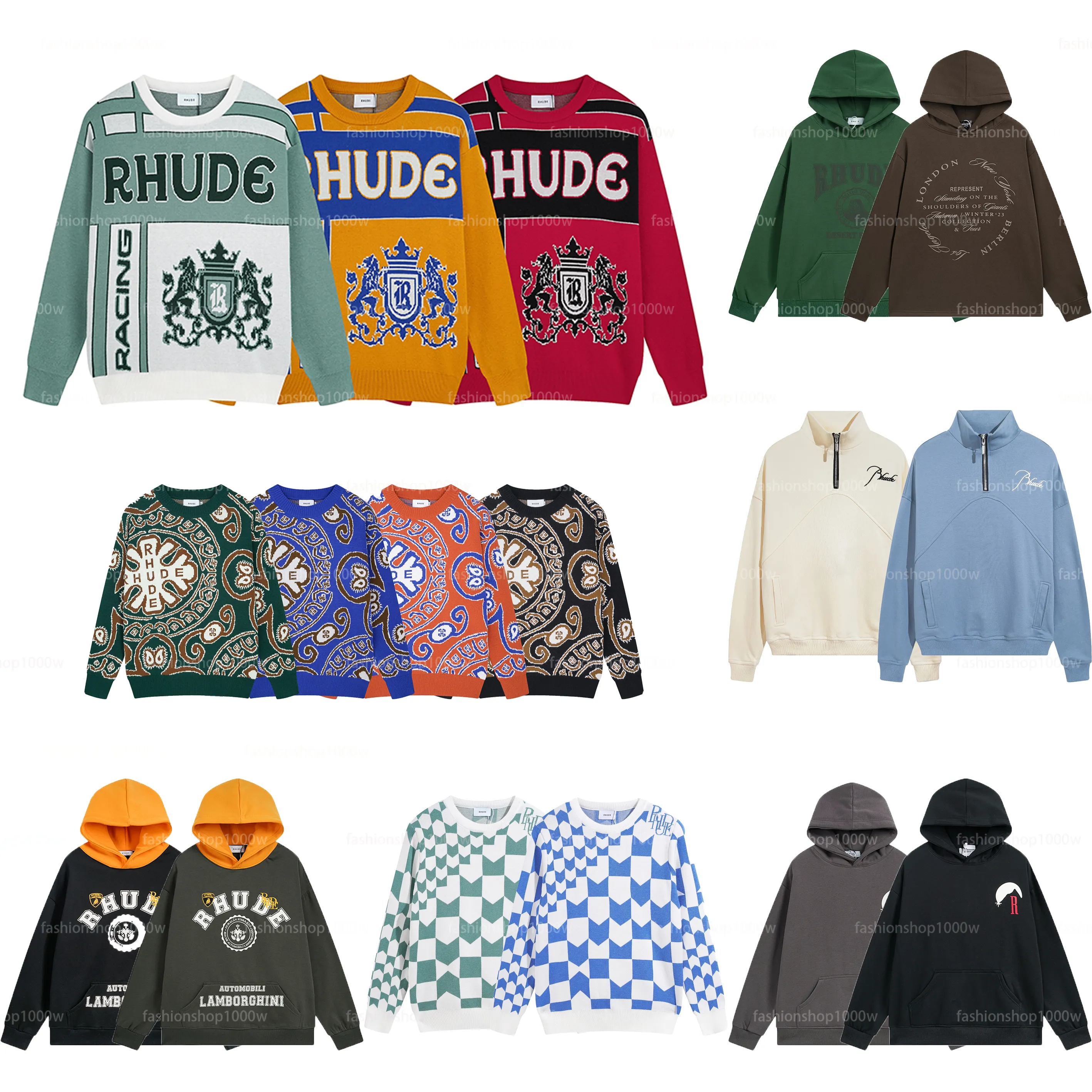 디자이너 까마귀 Rhude 후드 티 편지 인쇄 긴 소매 패션 남성 여성 스웨트 셔츠 고급 스웨터 힙합 후드 럭셔리 브랜드 풀버 스포츠 정장