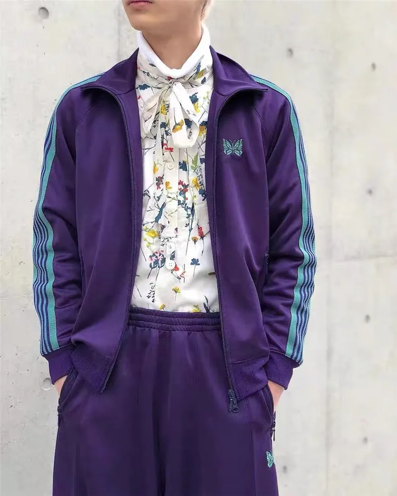 NEEDLES バタフライロゴ パープル ジャージジャケット L Purple