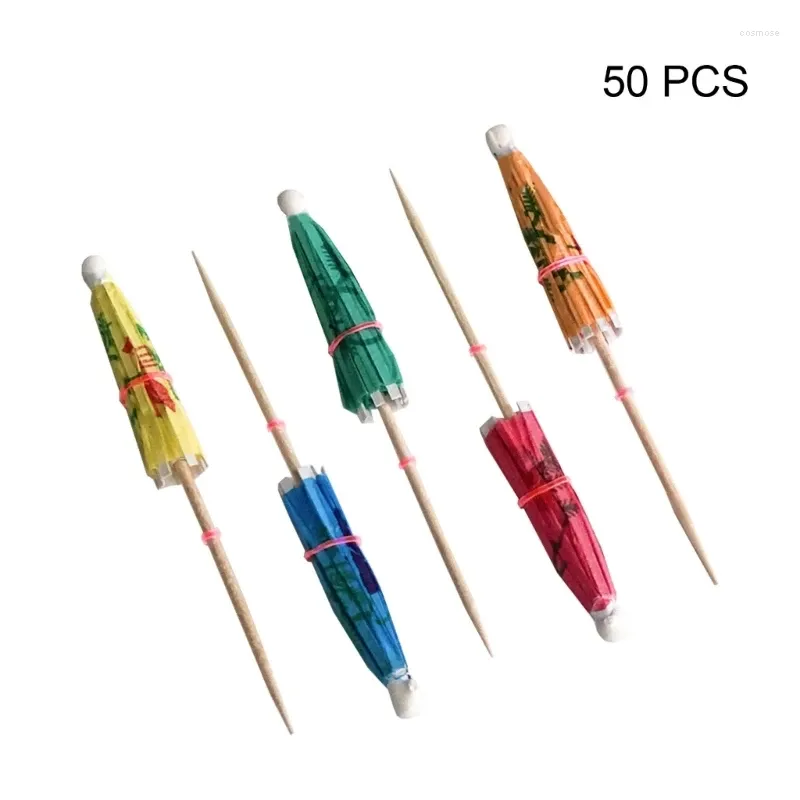 Disposable Flatware 270F 50 Pcs One Package Mixed Fruit Sticks Online Celebrity Flower Festival String Finger Fork Bamboos