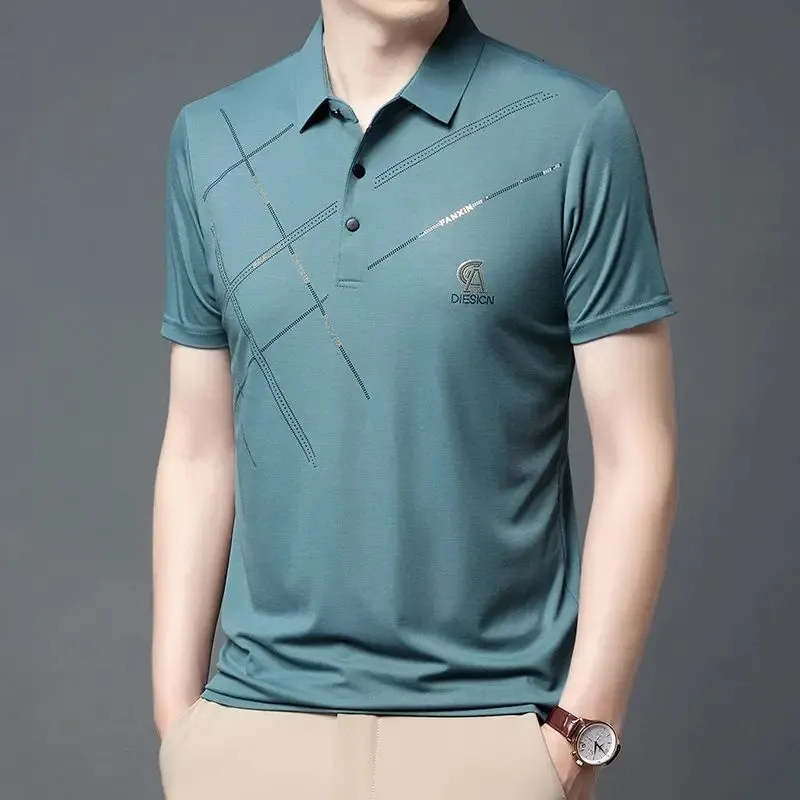 トップス layered design border polo shirt Striped long-sleeved polo shirt with layering style