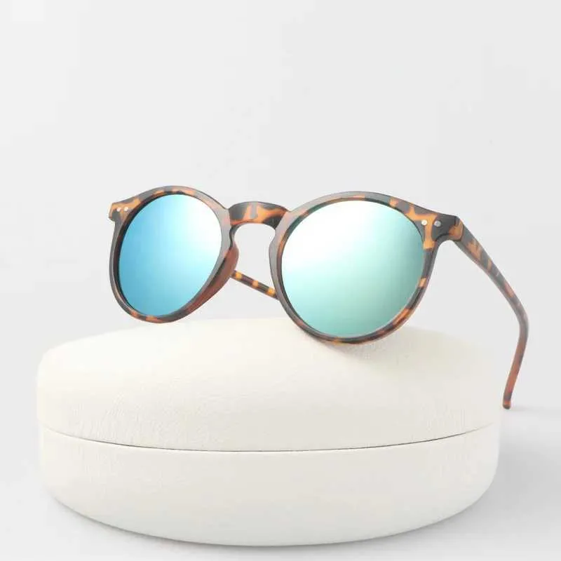 Sonnenbrille Markendesigner runde Sonnenbrille für Damen Retro-Mode Outdoor-Sonnenbrille für Damen Retro-Spiegel für schwarze Reisnägel Oculos De Sol J240330