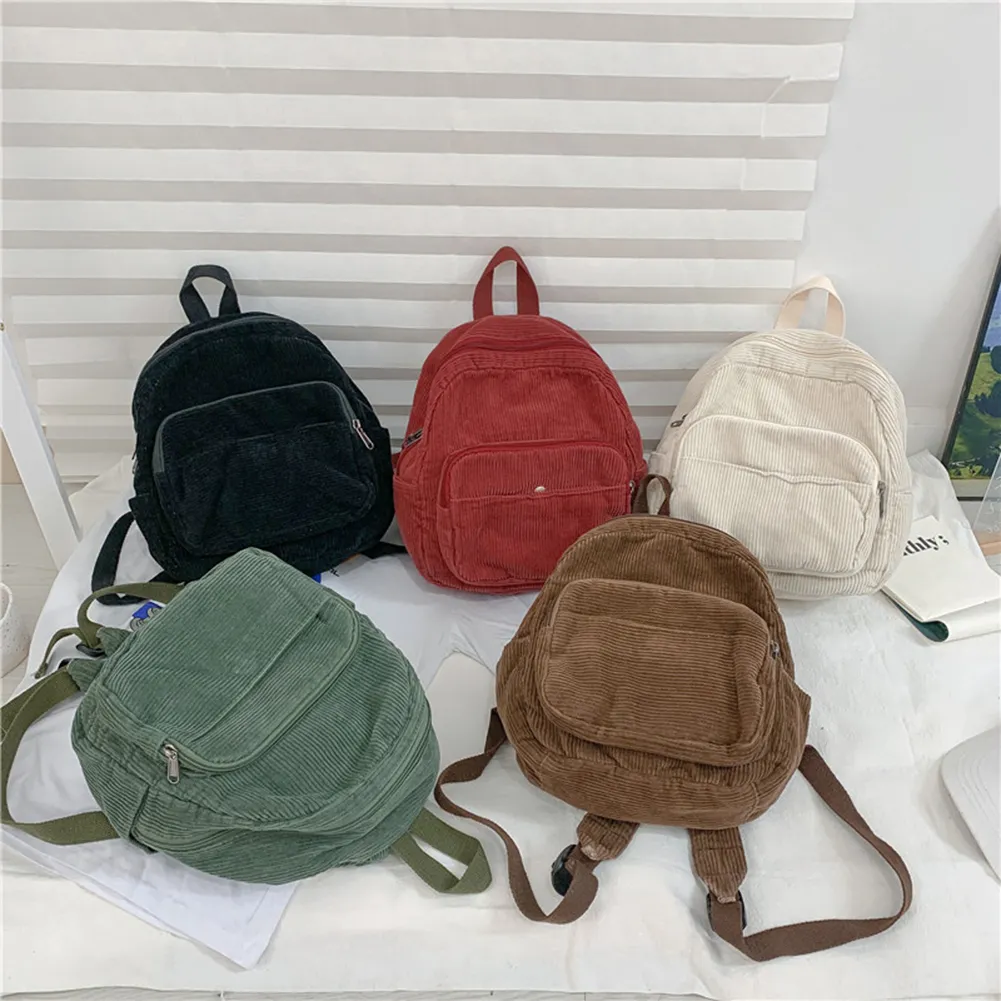 bp corduroy mini backpack 45.00 Makukke  makukke heart patches Corduroy Mini Backpack - Army