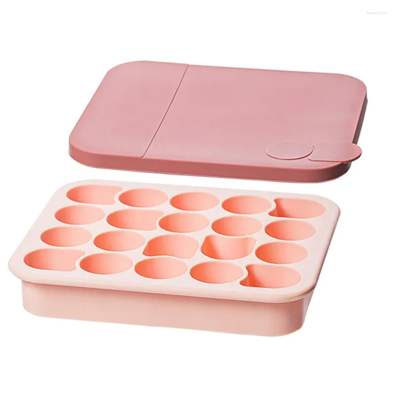 Bakvormen siliconen ijs vierkante dienbladen met morsbestendig verwijderbaar deksel Easy Release stapelbaar 20 holte DIY Maker (roze)