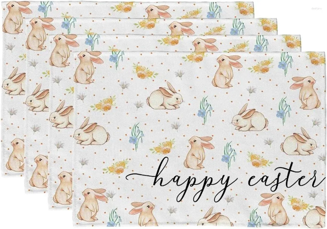 Table Mats Easter Placemats 12X18 Inches Set Of 4 Home Dining Indoor Spring Holiday Farmhouse Tabletop Decor Placemat