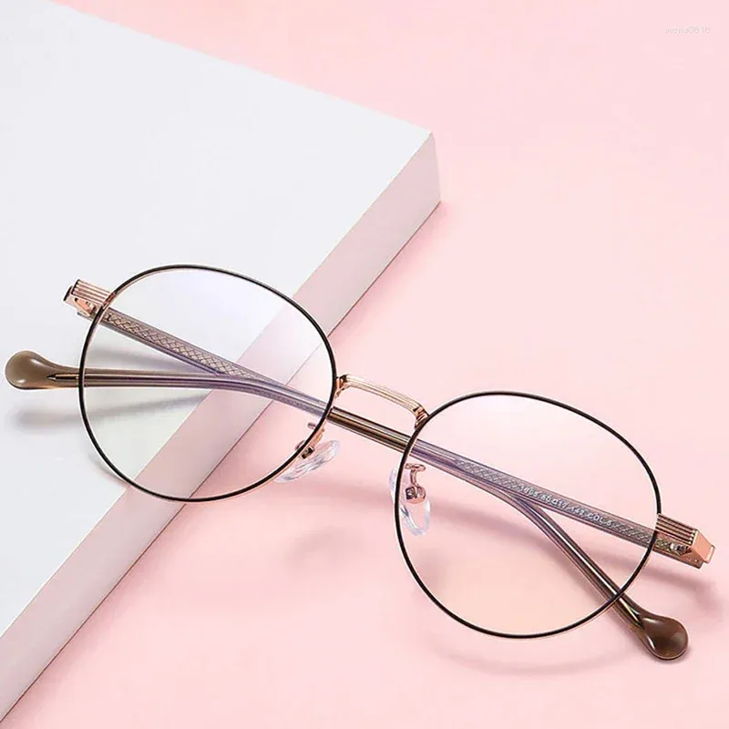 Solglasögon ramar retro oval ram mode legering acetat optiska glasögon för unisex full fälg runda recept glasögon anpassade linser1903