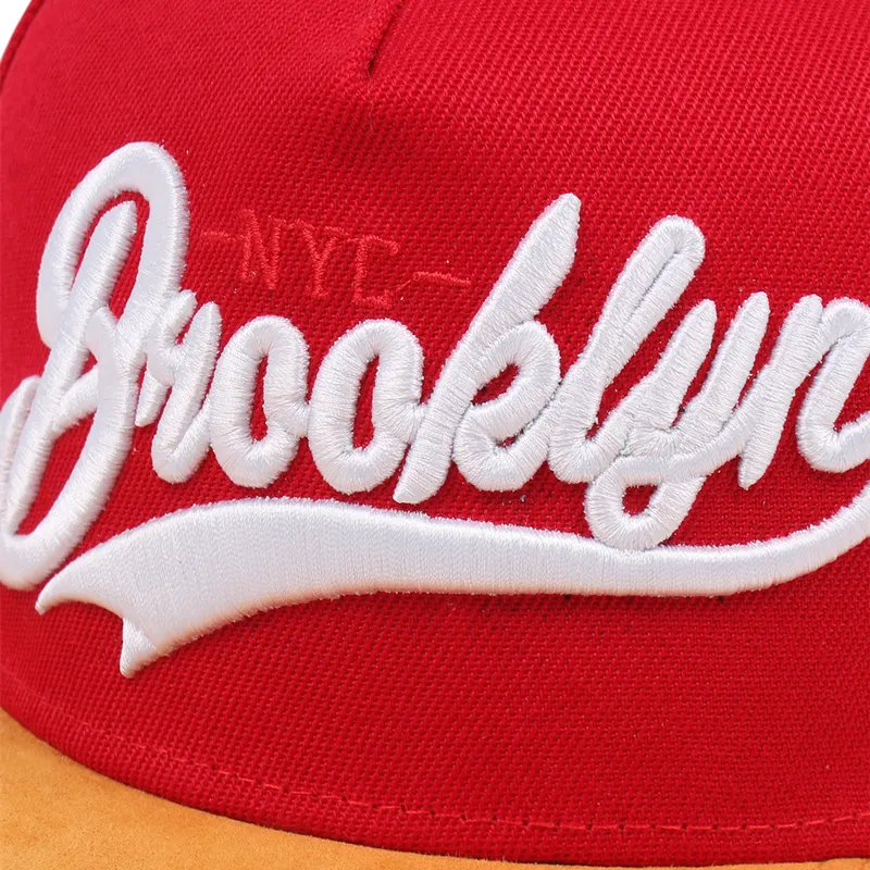 BROOKLYN Artificial Suede Baseball Cap Red Elastic Hip Hop Design ...