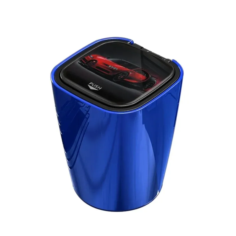 For Car Ashtray Accessories Multi Function Ashtray with Blue LED Light Cover Automatic Smoking Car Interior Flame Retardant