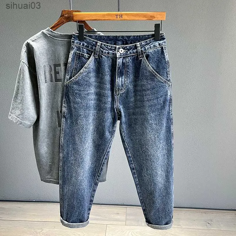 Jeans masculin jeans de haute qualité printemps vintage mens jeans à la mode robes effilées lâches adolescents denim hip-hop massives street streetl2403