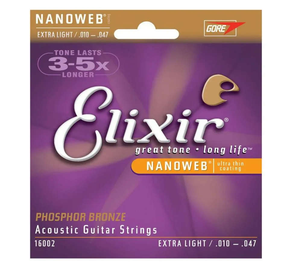 1 jeu de cordes pour guitare acoustique Elixir Elixir 16002 Nanoweb Extra légères 10474947237